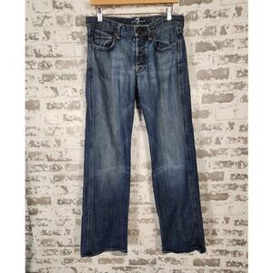 7 For All Mankind Jeans A Pocket Blue Denim Relaxed Women's 32"x32" Straight Leg